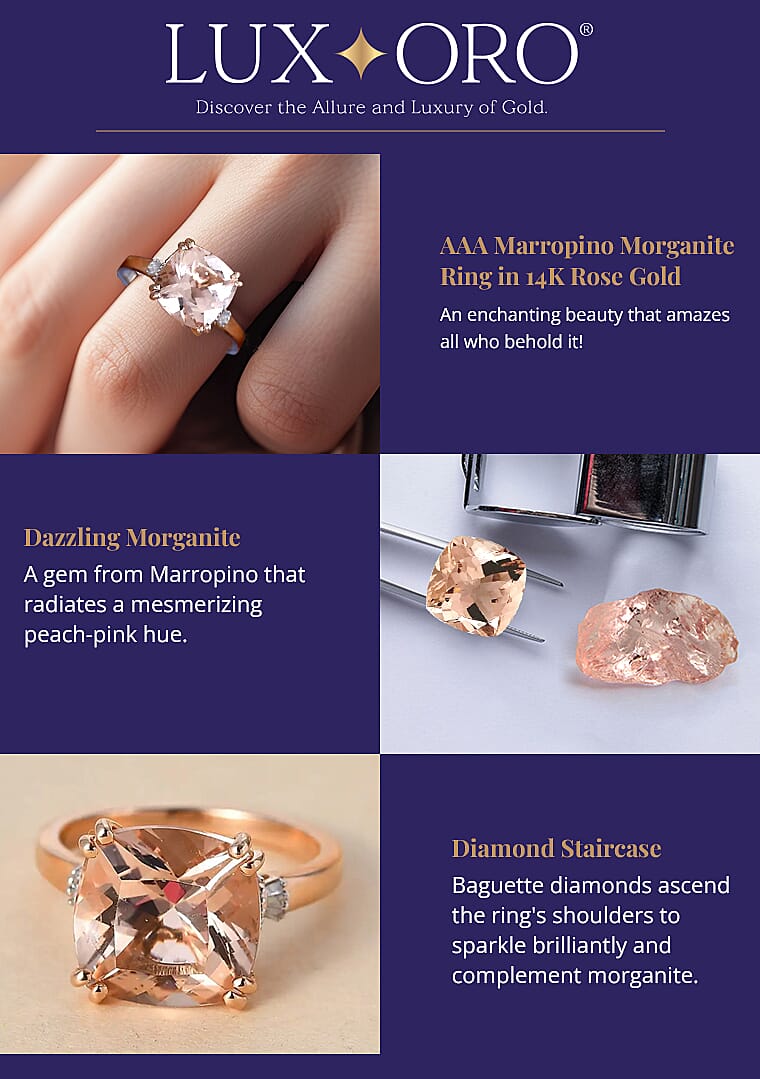 Luxoro AAA Marropino Morganite Ring in 14K Rose Gold Banner