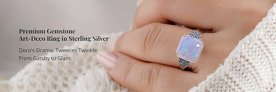 Premium Gemstone Art-Deco Ring in Sterling Silver Banner