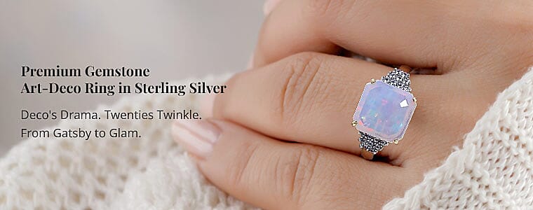 Premium Gemstone Art-Deco Ring in Sterling Silver Banner