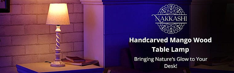 Handcarved Mango Wood Table LampBanner