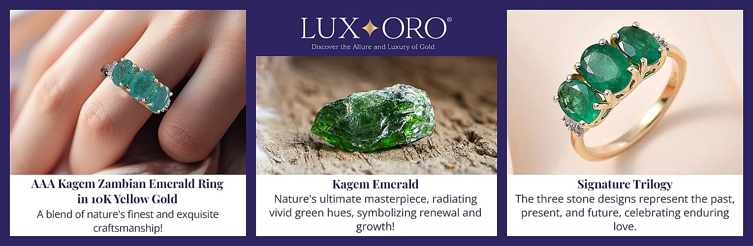 Luxoro AAA Kagem Zambian Emerald Ring in 10K Yellow Gold Banner