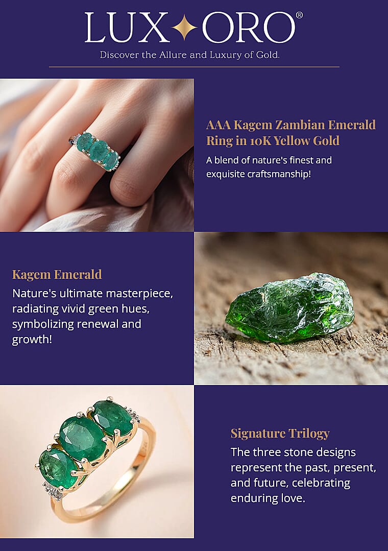 Luxoro AAA Kagem Zambian Emerald Ring in 10K Yellow Gold Banner