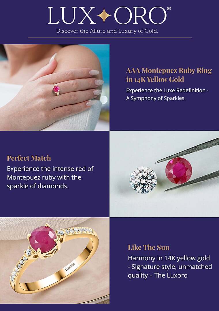 Luxoro AAA Montepuez Ruby Ring in 14K Yellow Gold Banner