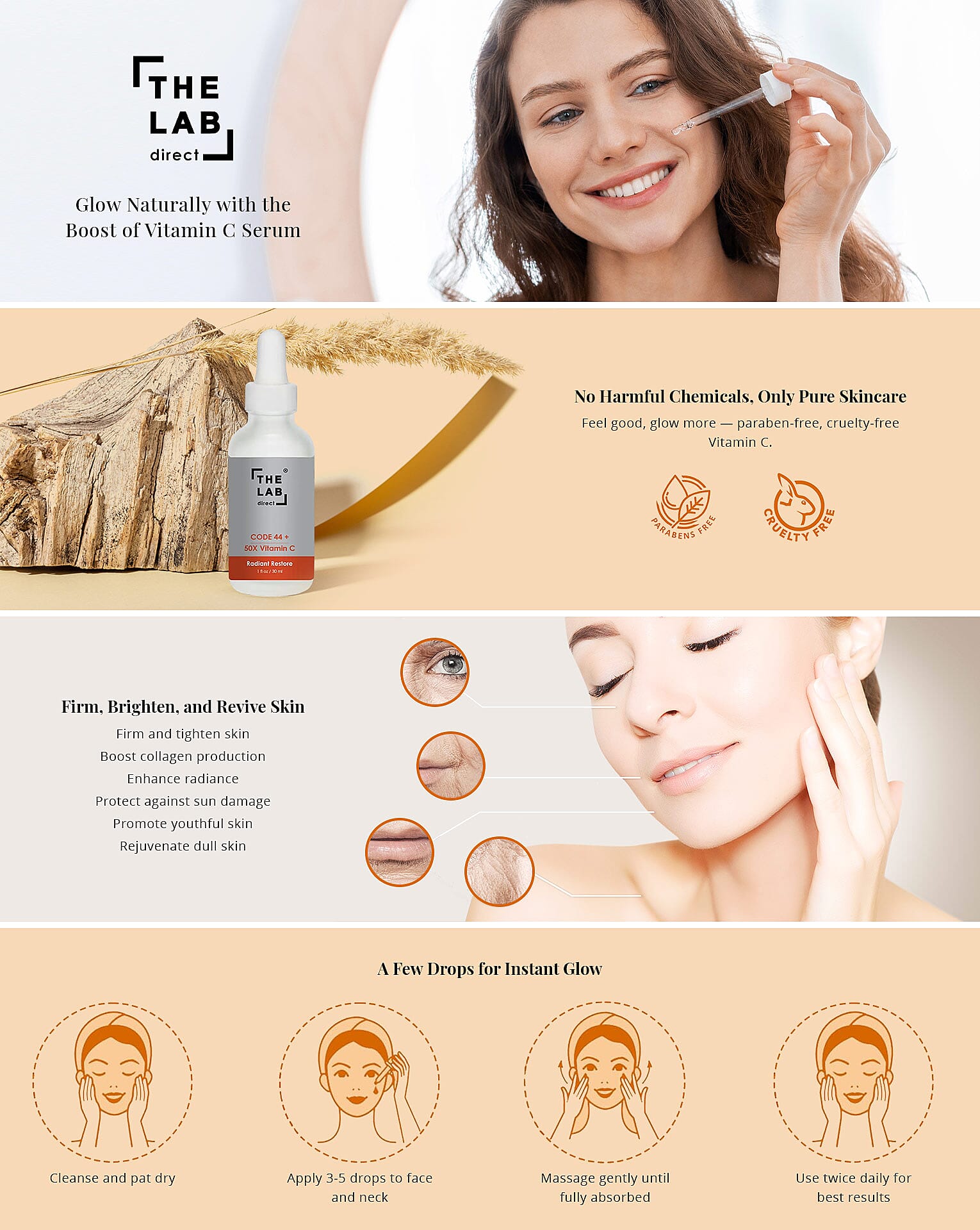 The Lab Direct Code 44+ 50x Vitamin C Radiant Restore Serum For All Skin Types Banner