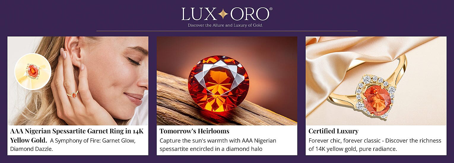 Luxoro AAA Nigerian Spessartite Garnet Ring in 14K Yellow Gold Banner