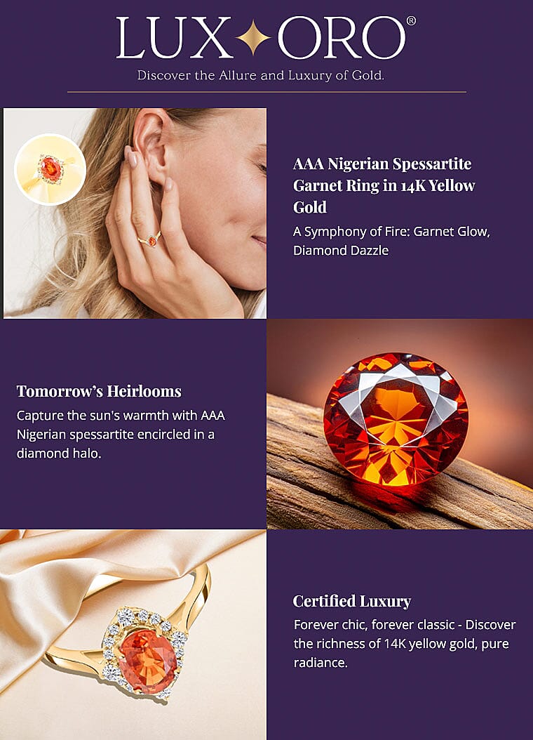 Luxoro AAA Nigerian Spessartite Garnet Ring in 14K Yellow GoldBanner