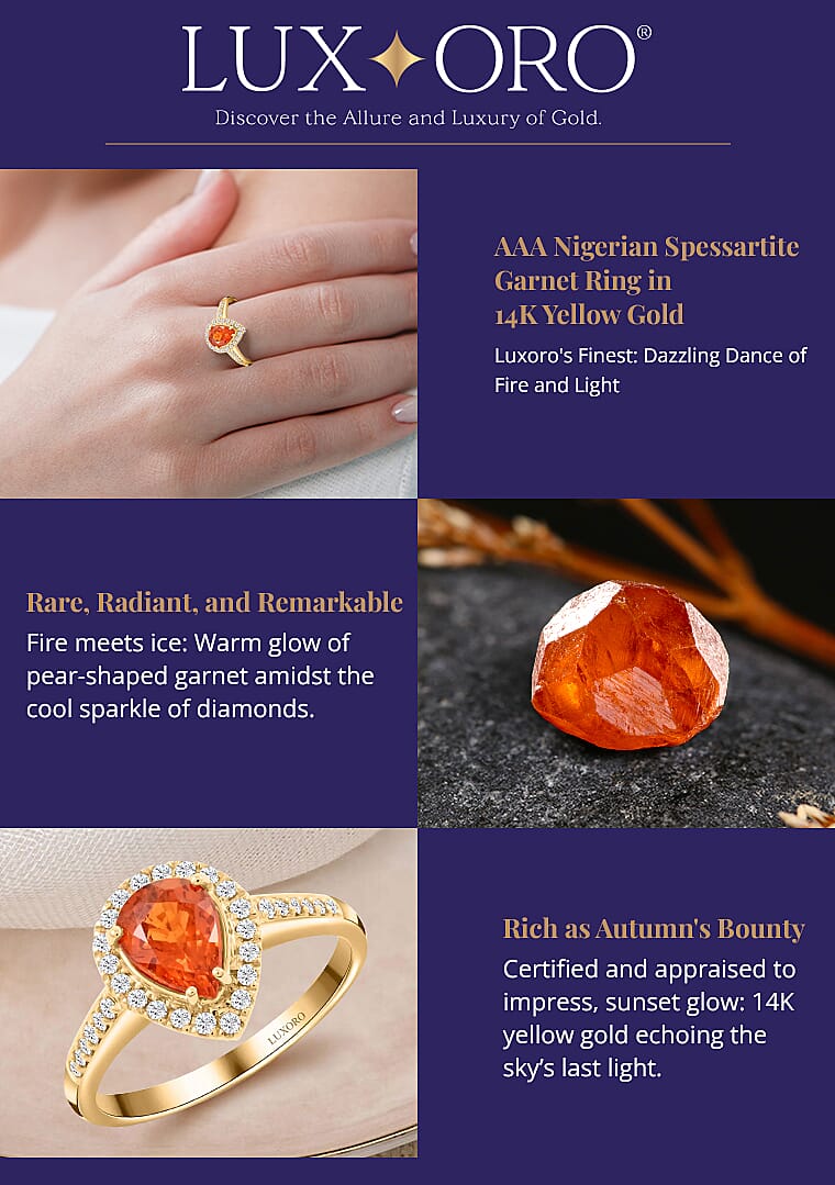 Luxoro AAA Nigerian Spessartite Garnet Ring in 14K Yellow Gold Banner