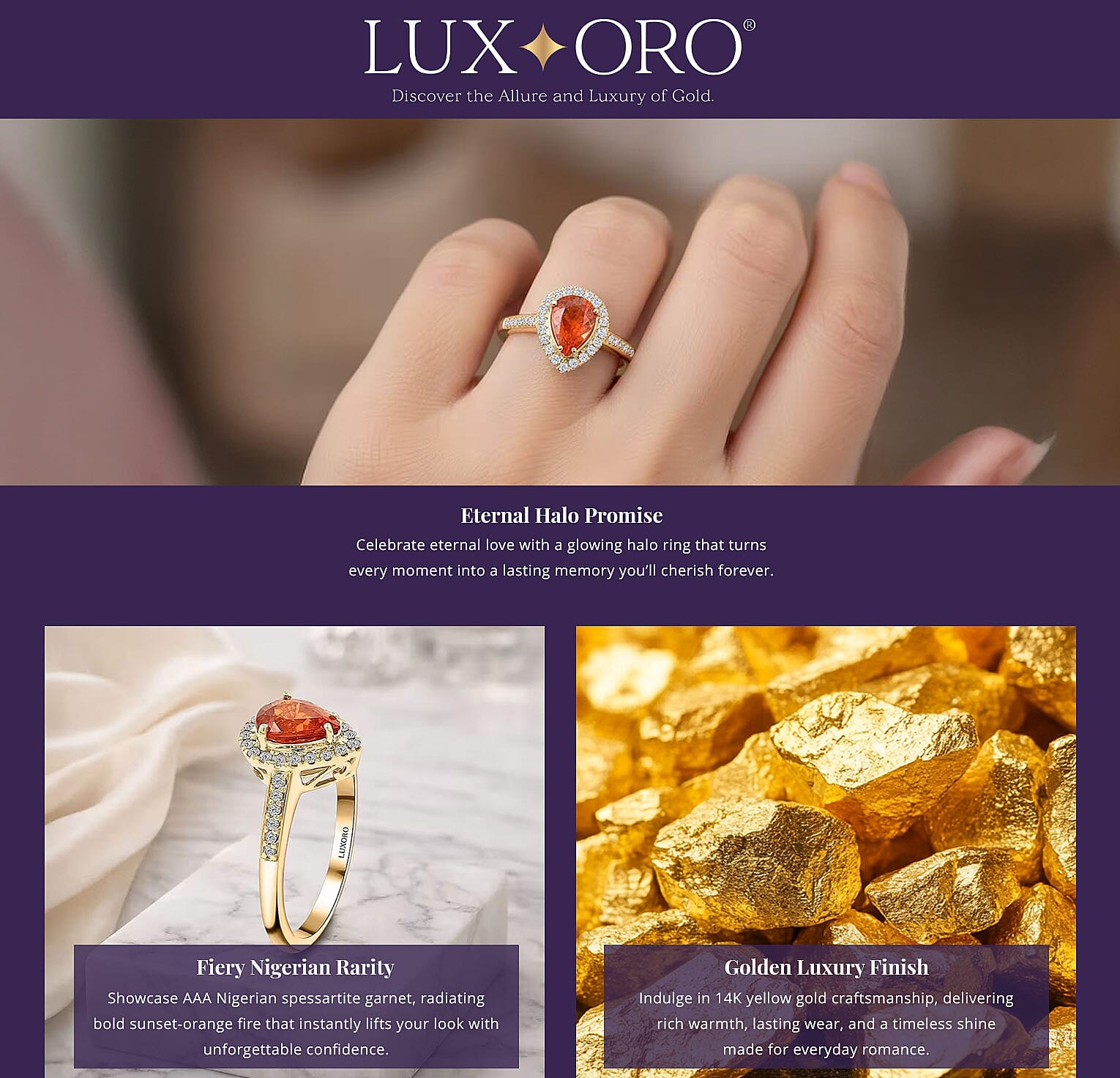 Certified and Appraised Luxoro AAA Nigerian Spessartite Garnet and G-H I2 Diamond 1.8 ctw Ring in 14K Yellow Gold Banner