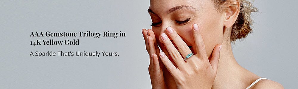 AAA Gemstone Trilogy Ring in 14K Yellow Gold Banner