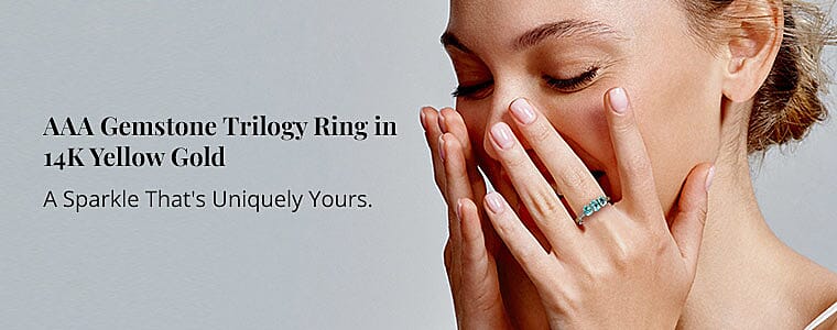 AAA Gemstone Trilogy Ring in 14K Yellow Gold Banner
