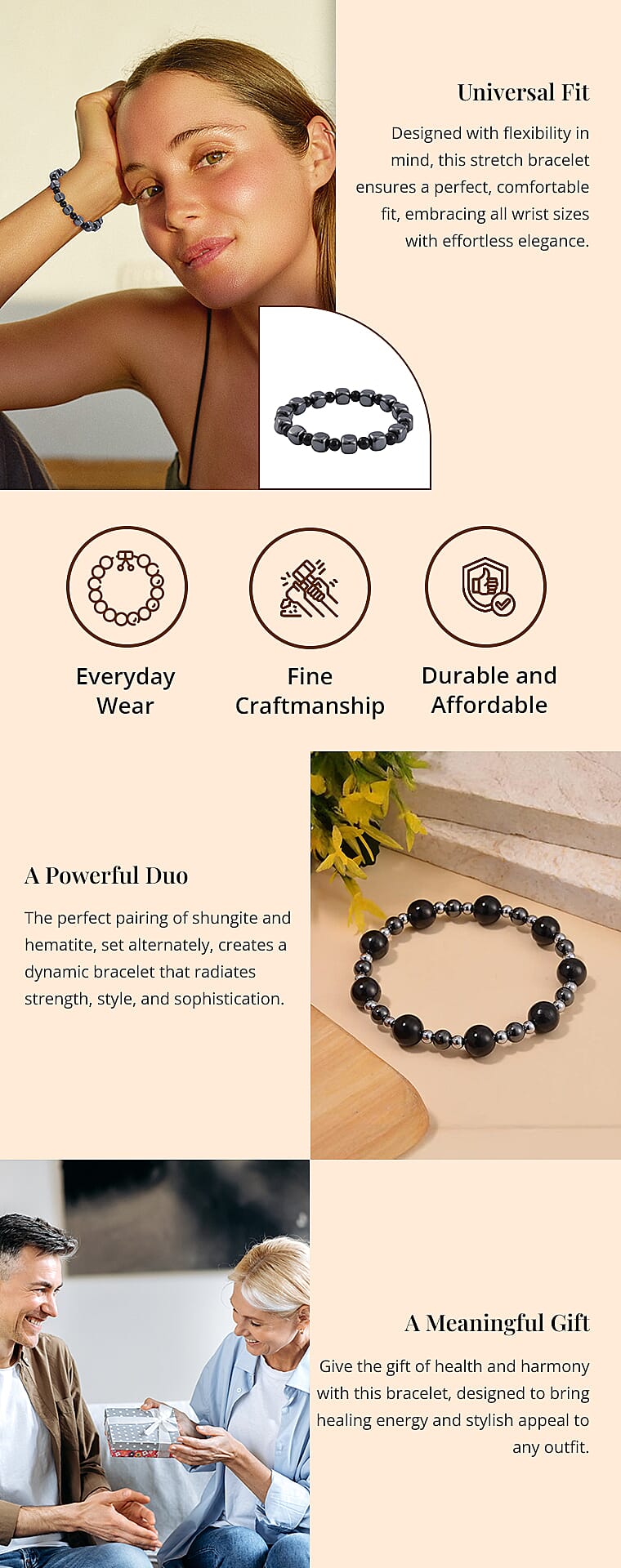 Magnetic Hematite Beaded Stretch BraceletBanner