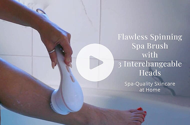 Flawless Spinning Spa Brush with 3 Interchangeable Headsss Banner