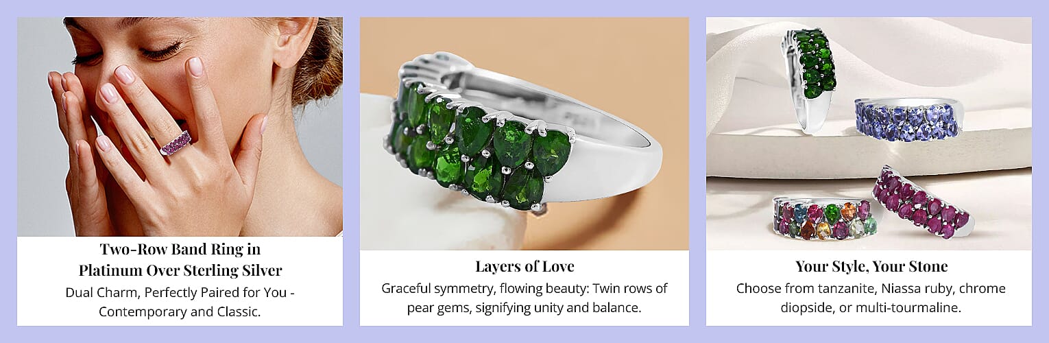 Two-Row Band Ring in Platinum Over Sterling Silver Banner