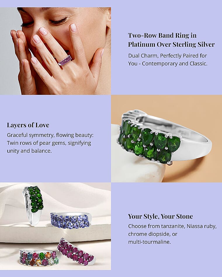 Two-Row Band Ring in Platinum Over Sterling Silver Banner