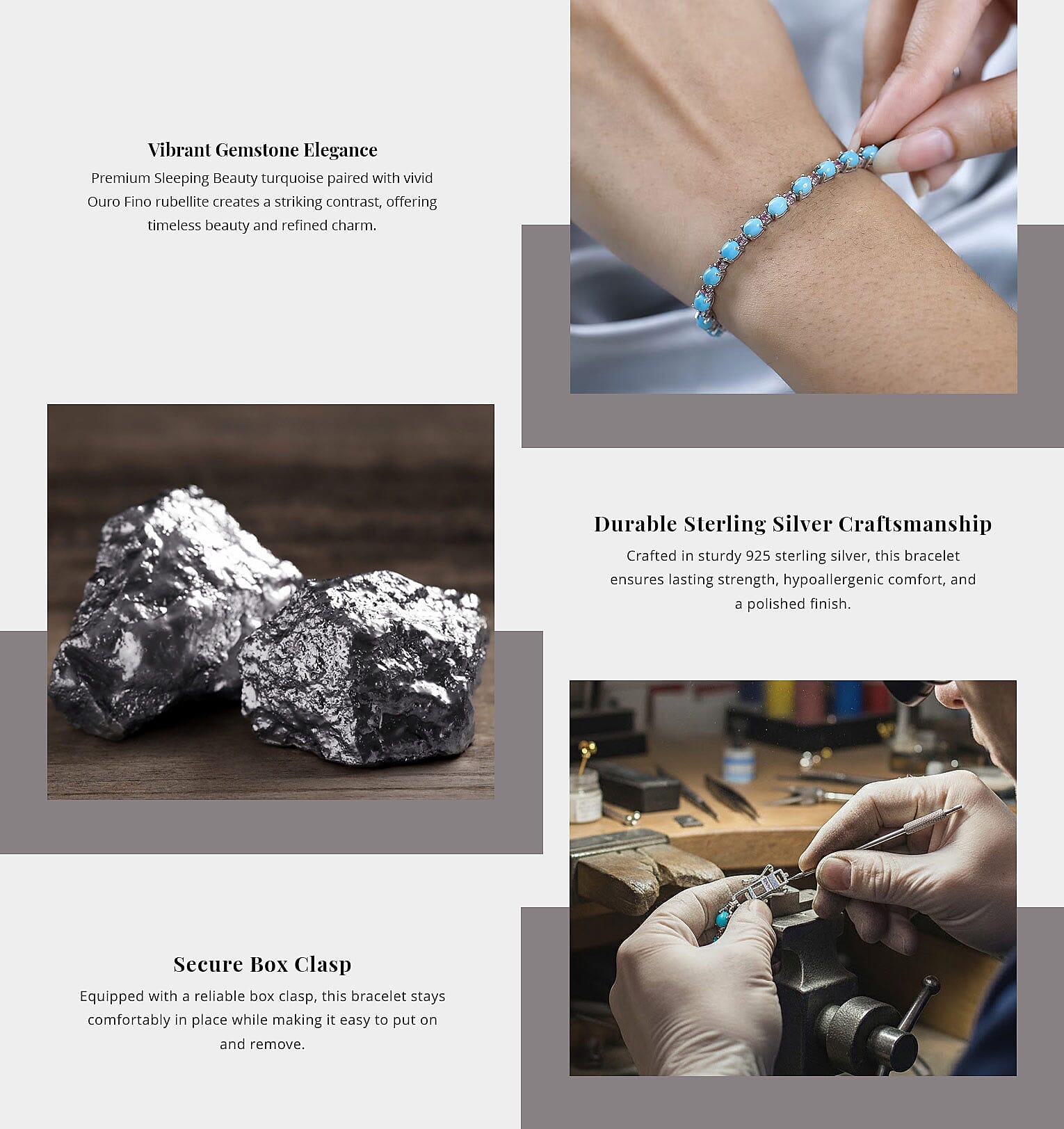 Premium Sleeping Beauty Turquoise and Ouro Fino Rubellite Bracelet in Platinum Over Sterling Silver (8.00 In) 10.80 ctw Banner