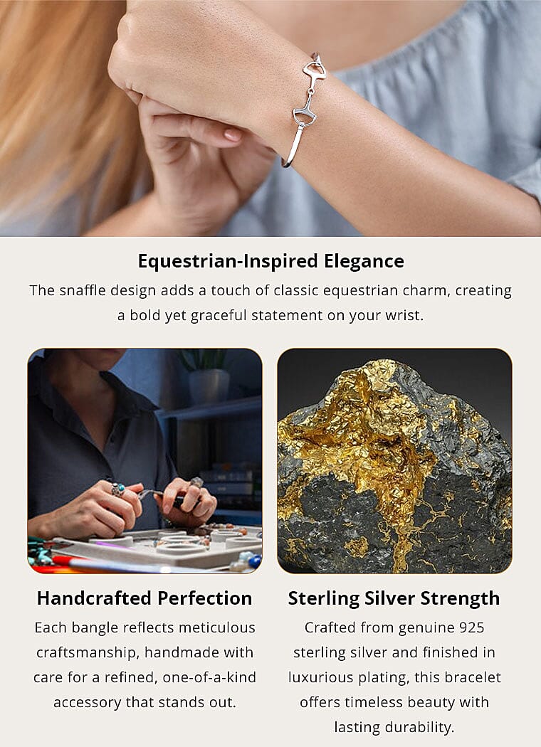 Vicenza Closeout - Handmade 14K Yellow Gold Over Sterling Silver Snaffle Bangle Bracelet (7.50 In) 7 Grams Banner