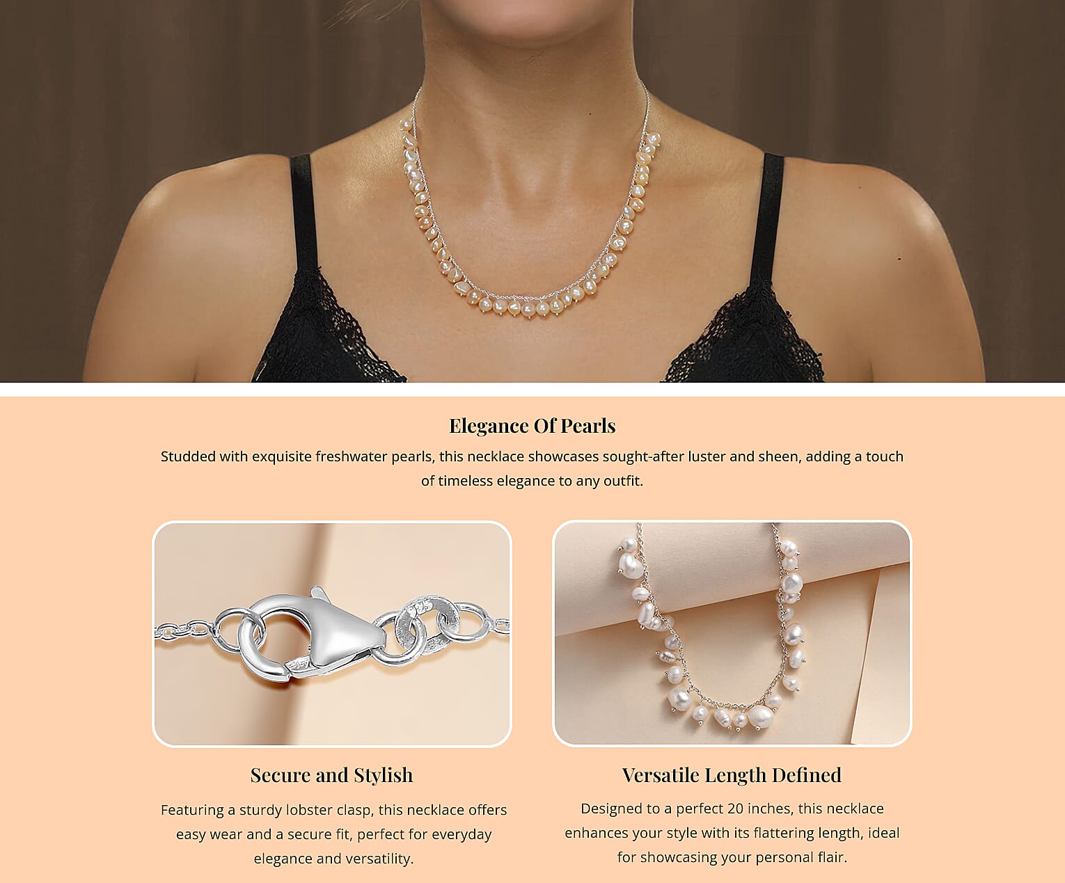 Golden Freshwater Pearl Necklace Banner