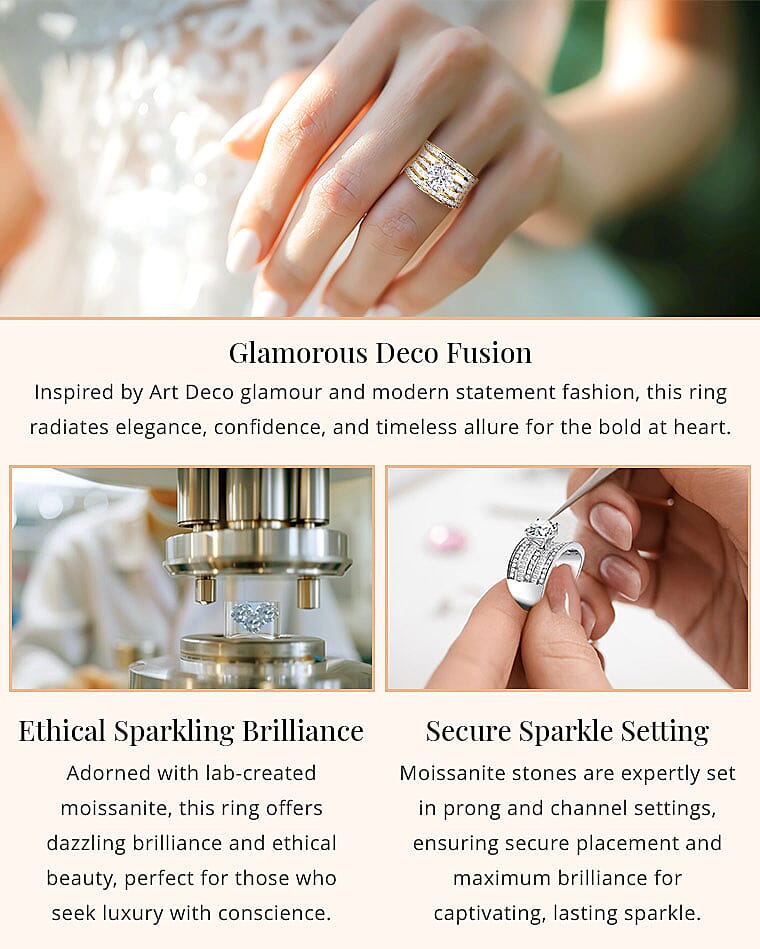 Moissanite (Rnd 8mm) Ring in Vermeil YG Over Sterling Silver Banner