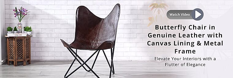 Butterfly Chair in Genuine Leather  Banner