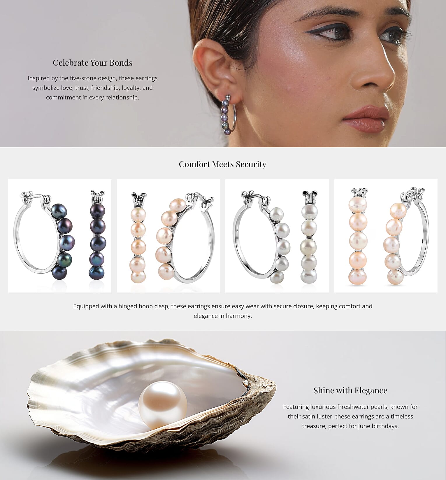 Pearl Hoop Earrings in Stainless Steel Banner