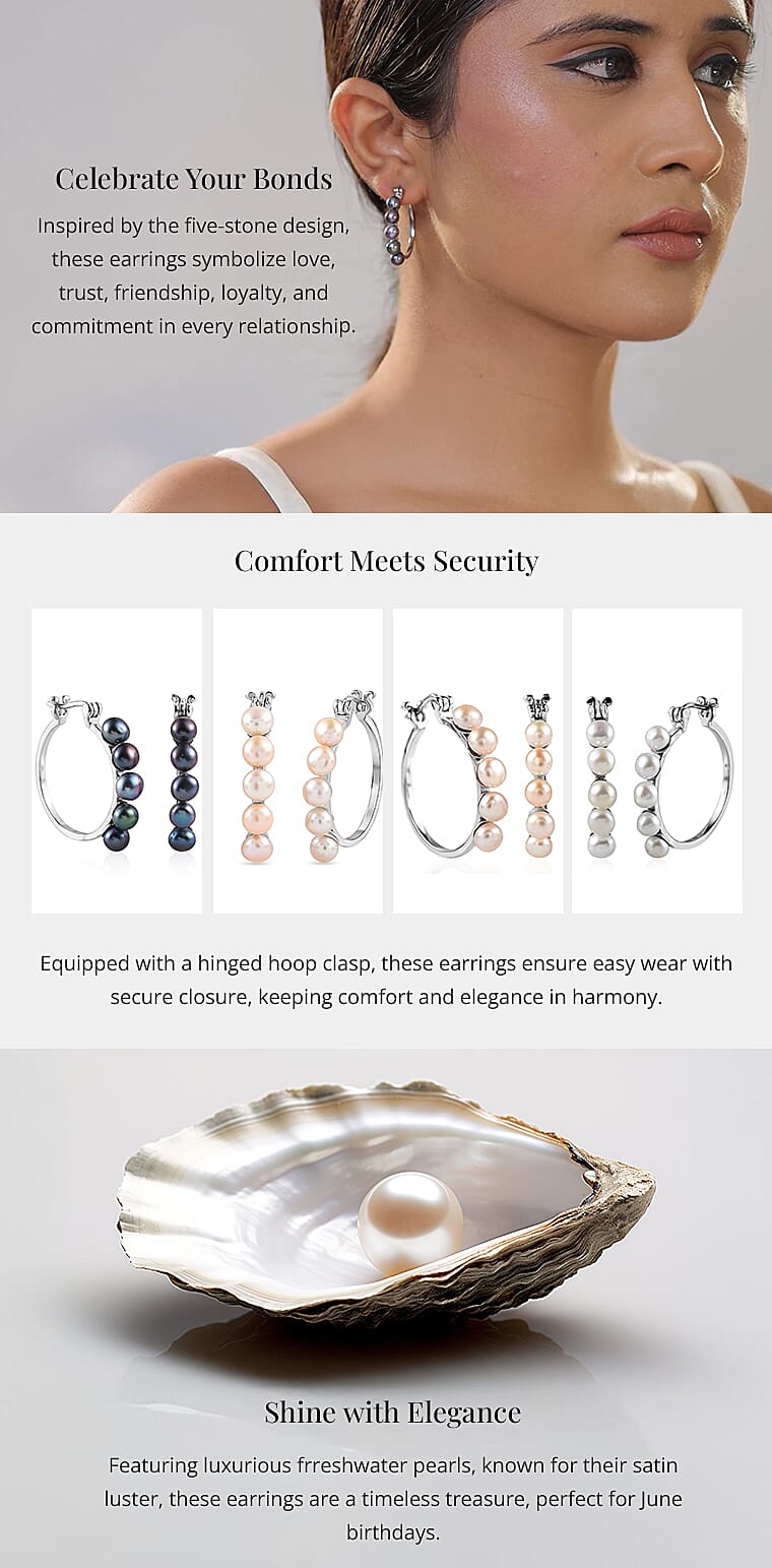 Pearl Hoop Earrings in Stainless SteelBanner