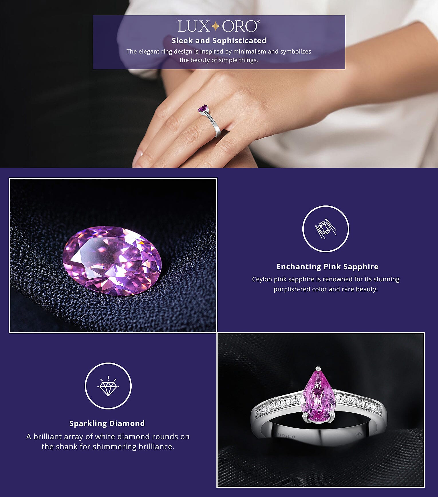 Luxoro Ceylon Pink Sapphire and Diamond Ring Banner