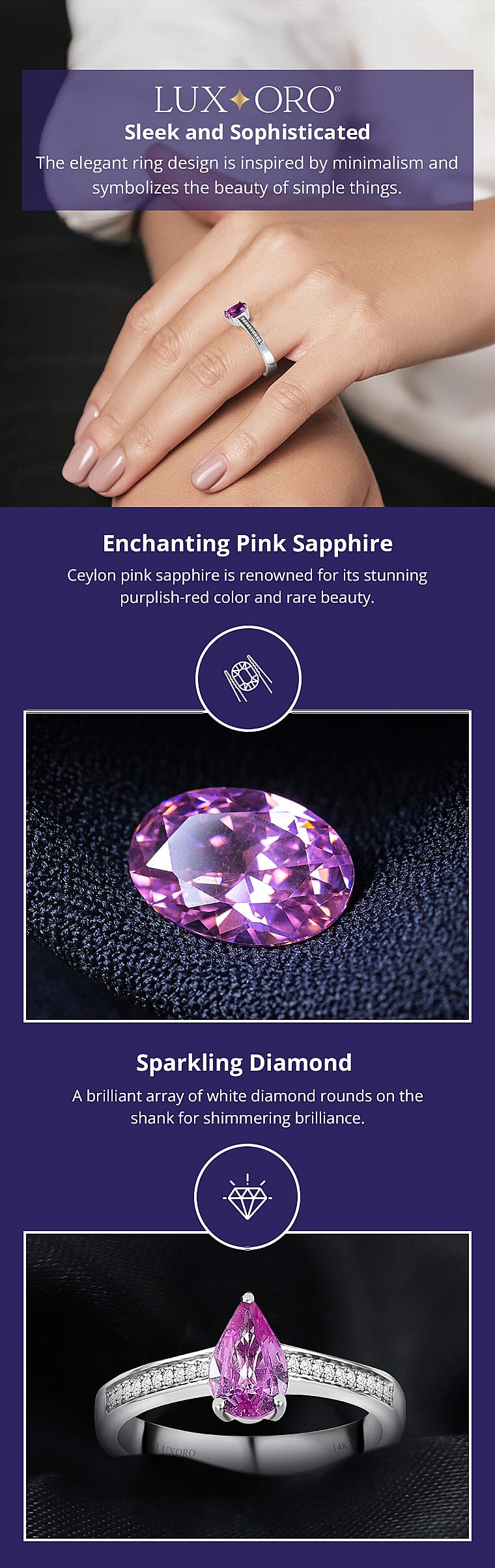 Luxoro Ceylon Pink Sapphire and Diamond Ring Banner