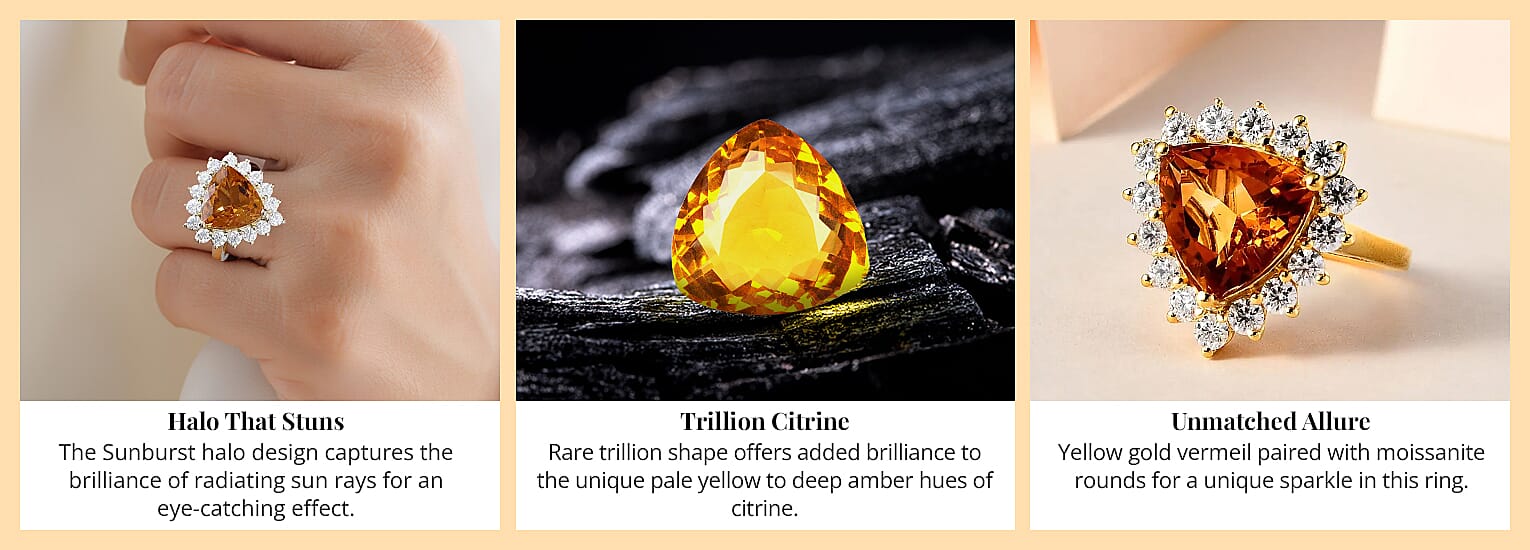 Premium Serra Gaucha Citrine and Moissanite Halo Ring Banner