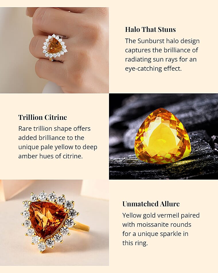 Premium Serra Gaucha Citrine and Moissanite Halo Ring Banner