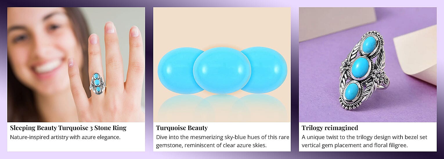 Sleeping Beauty Turquoise 3 Stone Ring Banner