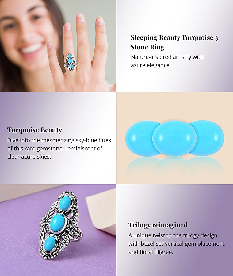Sleeping Beauty Turquoise 3 Stone RingBanner