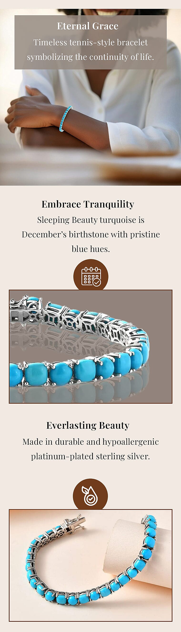 Sleeping Beauty Turquoise Tennis Bracelet in Platinum Over Sterling SilverBanner