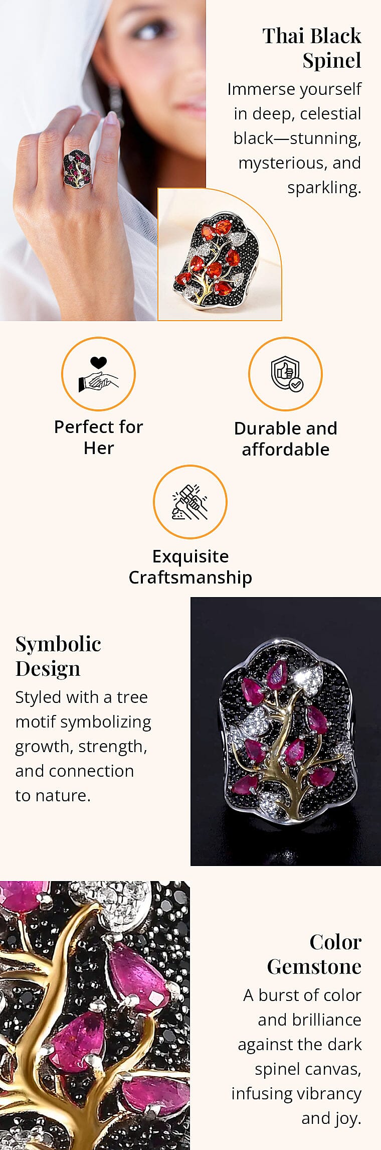 Mexican Cherry Fire Opal and Multi Gemstone Ring in Vermeil YG and Platinum Over Sterling SilverBanner