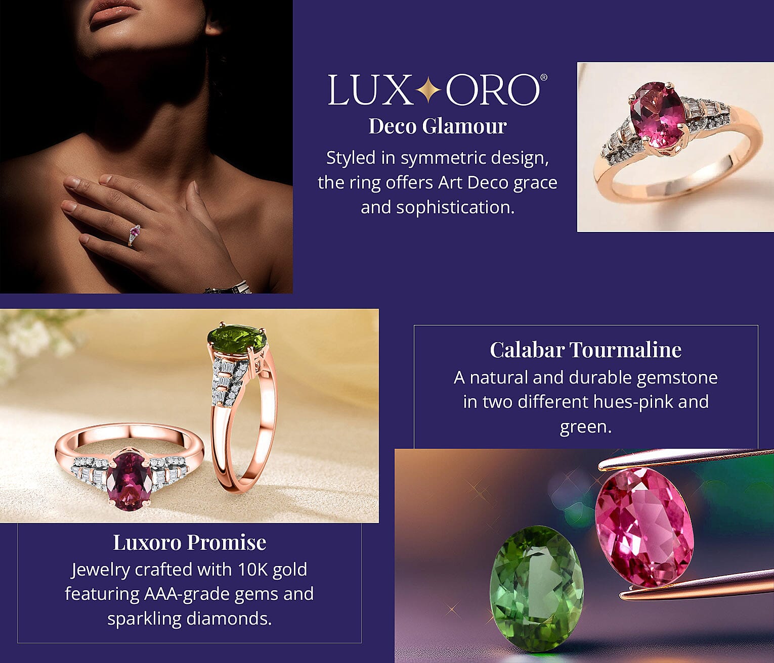 Luxoro Natural Calabar Pink Tourmaline and Diamond Ring Banner