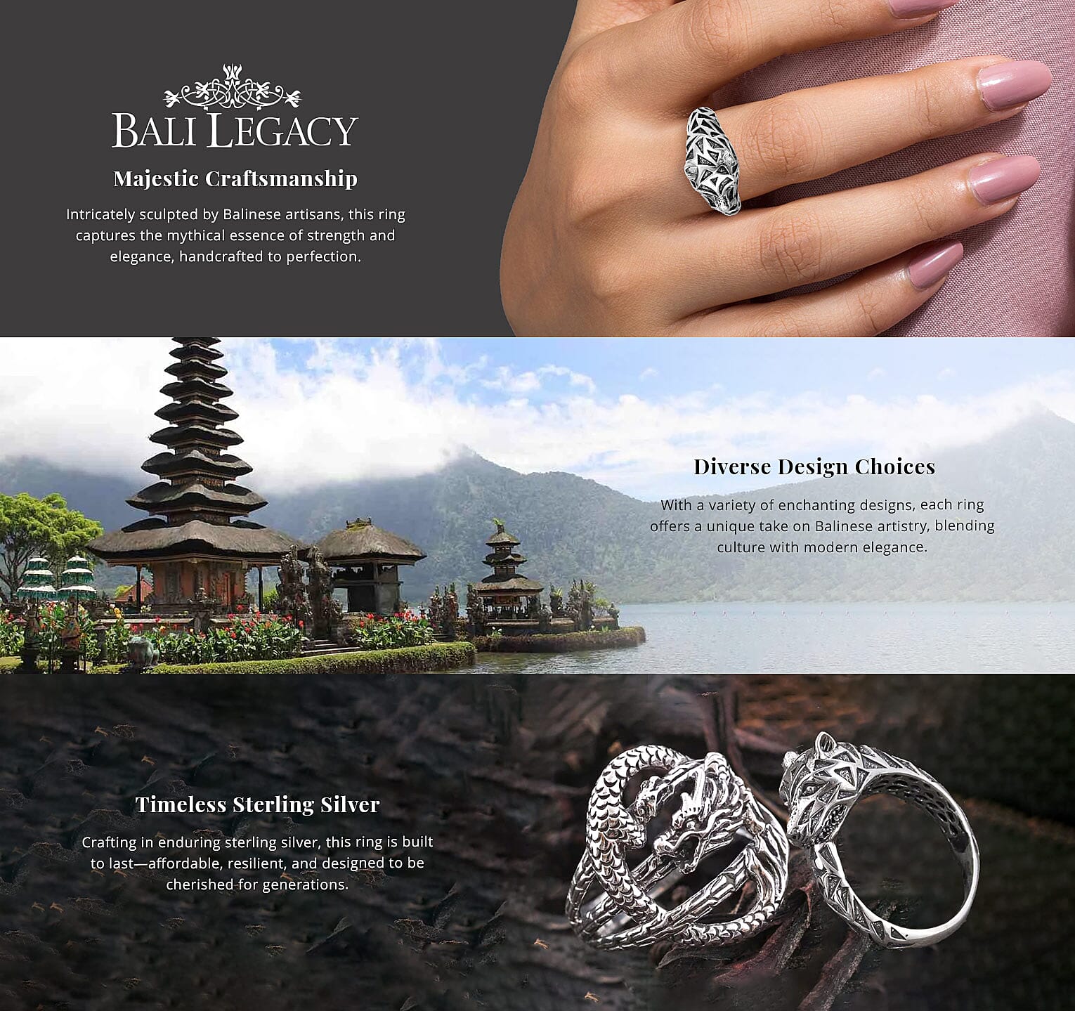 Bali Legacy Dragon Ring in Sterling  6.75 Grams Banner