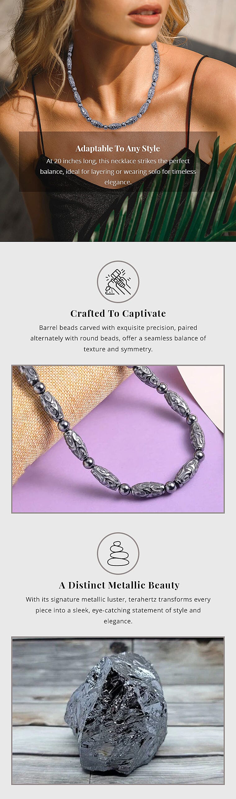 Terahertz 287.35 ctw Beaded Necklace, Carved Barrel Beads Necklace Banner