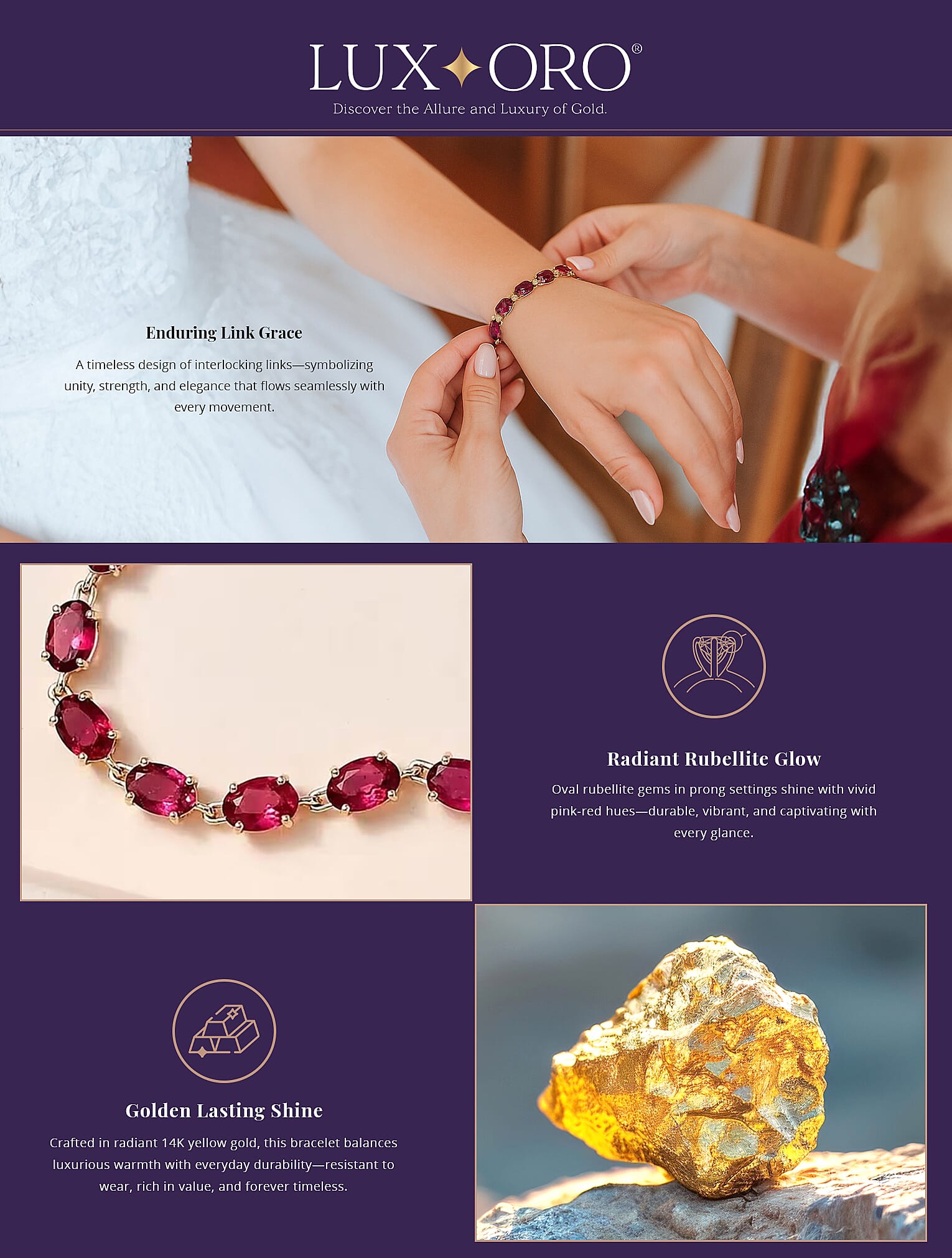 Certified & Appraised Luxoro AAA Ouro Fino Rubellite 8.90 ctw Bracelet Banner