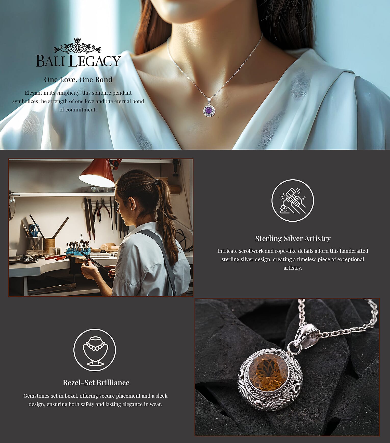 Vintage Hollow-Out Necklace with 5X Magnifying Lens Banner
