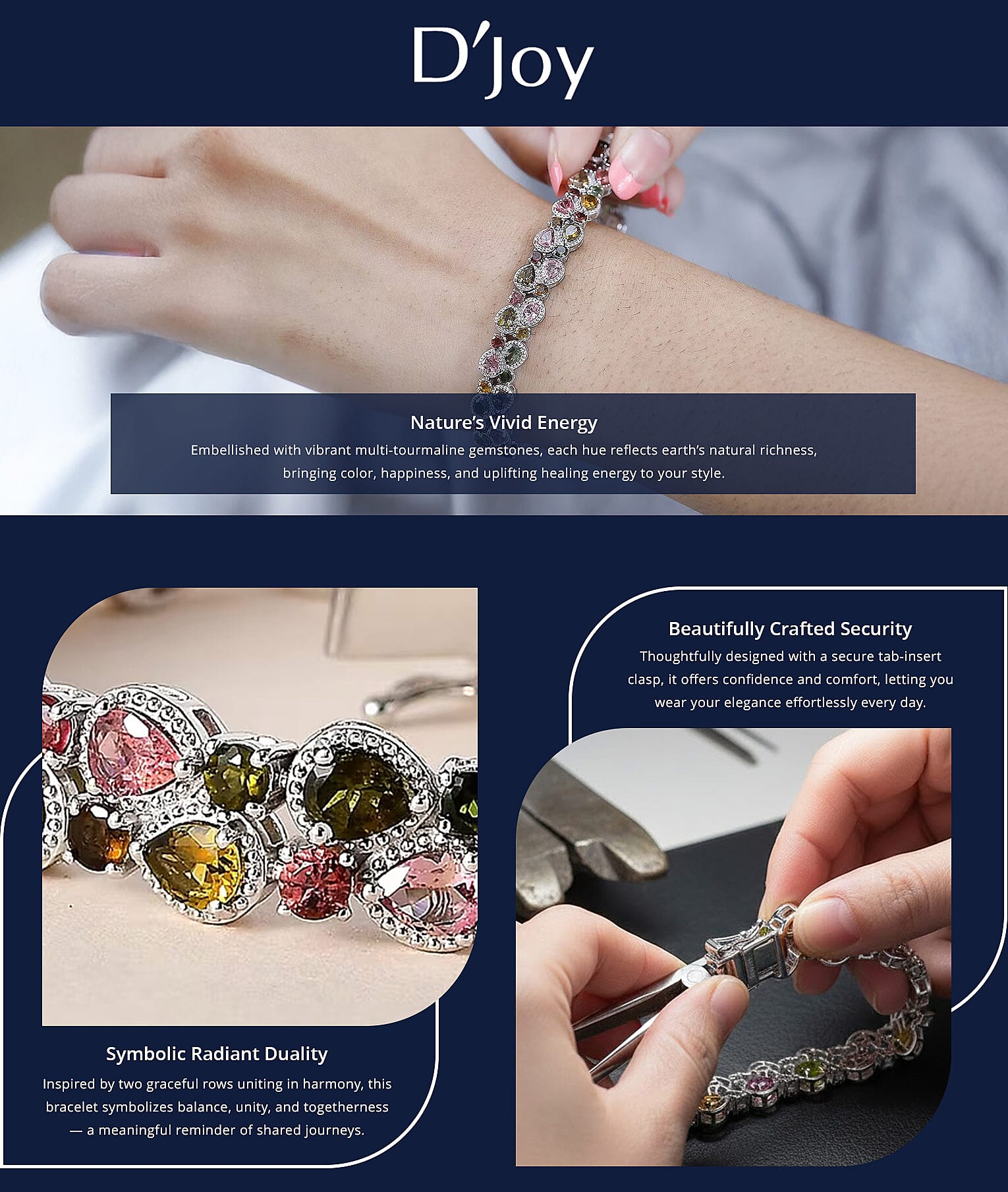 D'Joy Multi-Tourmaline 2 Row Bracelet Banner