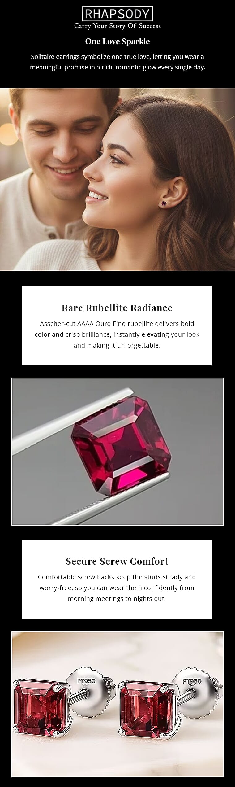 Rhapsody Asscher Cut AAAA Ouro Fino Rubellite 2.40 ctw Solitaire Stud Earrings Banner