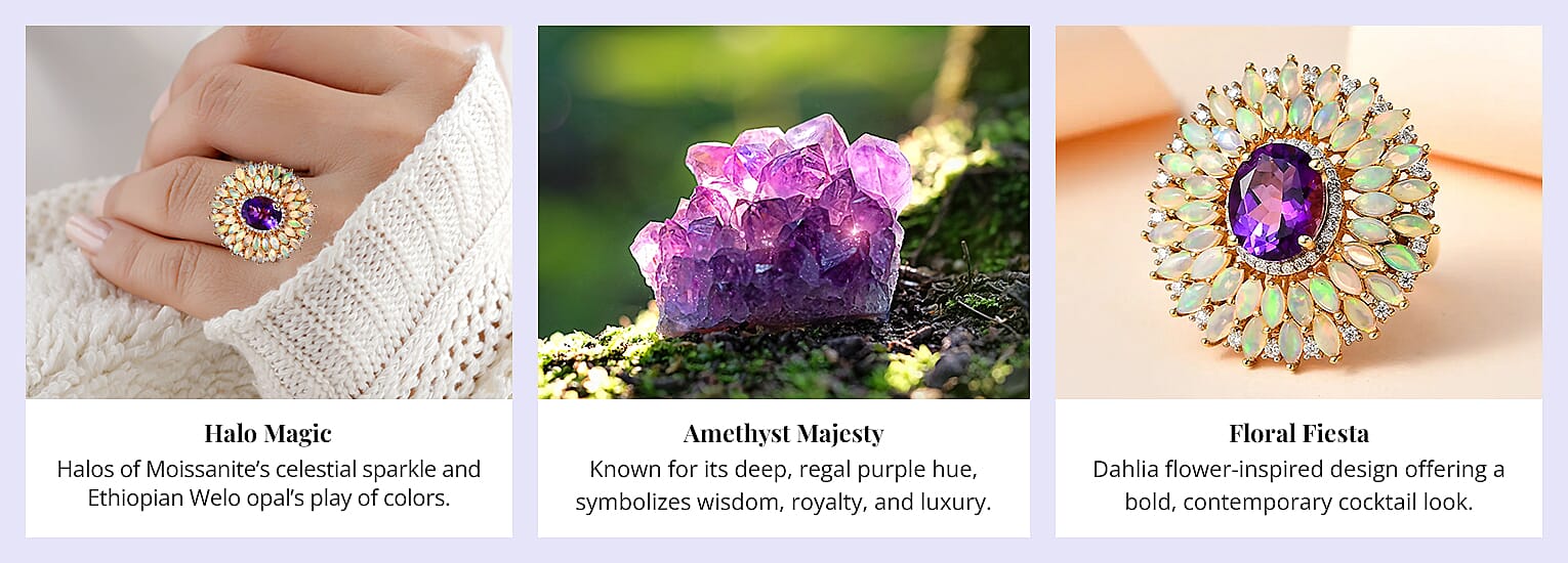 Premium Mashamba Amethyst and Multi Gemstone Cocktail Ring Banner