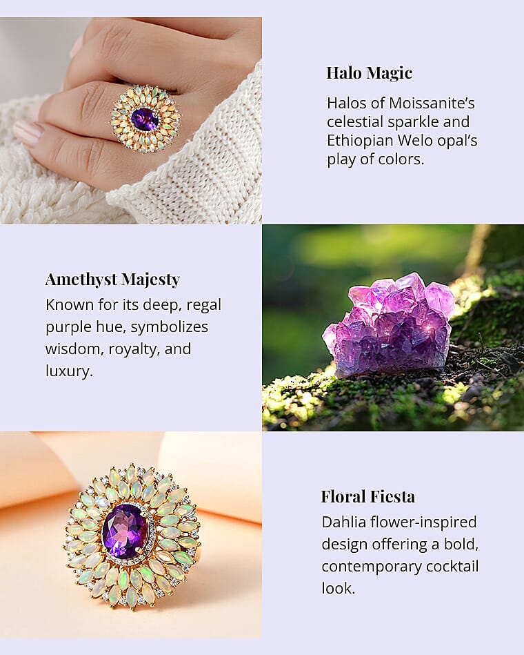 Premium Mashamba Amethyst and Multi Gemstone Cocktail Ring Banner