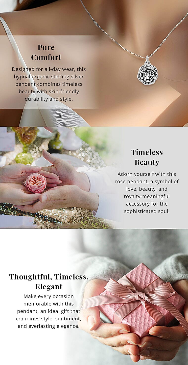 Rose Pendant in Sterling Silver 2.50 Grams Banner