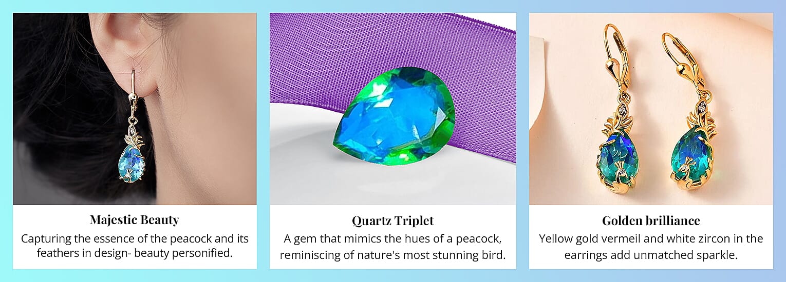 Peacock Quartz (Triplet) and White Zircon Earrings Banner