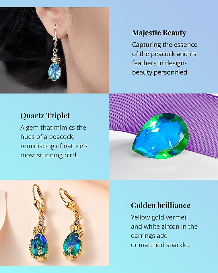 Peacock Quartz (Triplet) and White Zircon Earrings Banner
