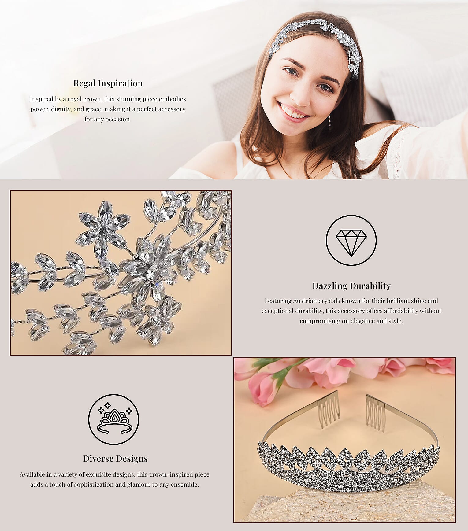 White Austrian Crystal Headband  Banner