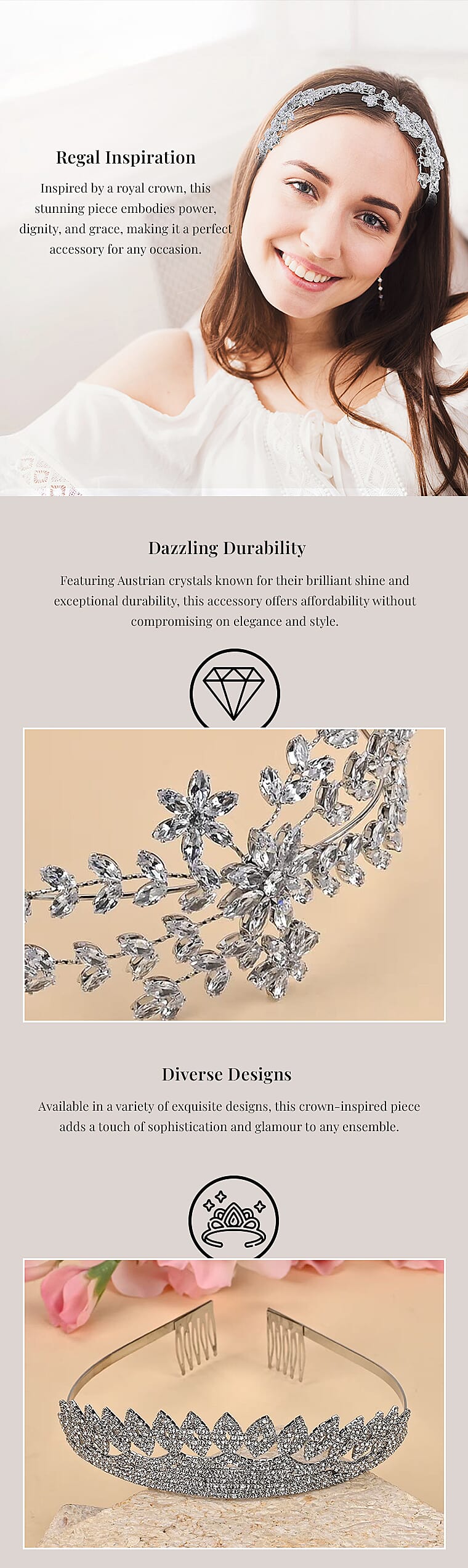 White Austrian Crystal Headband Banner