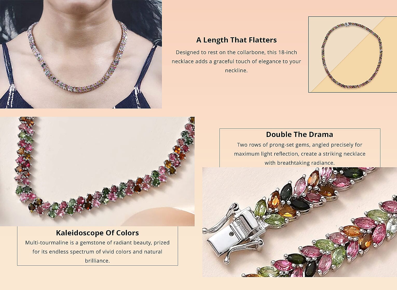Multi-Tourmaline 34.20 ctw 2 Row Necklace Banner