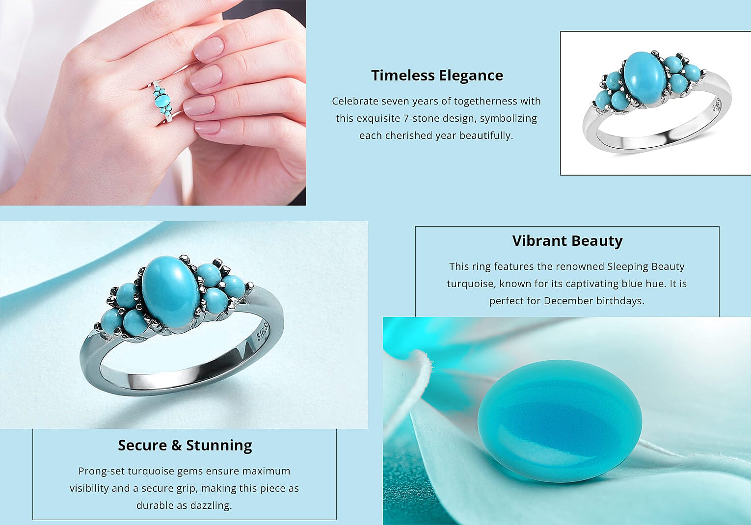 Sleeping Beauty Turquoise Ring in Stainless Steel Banner