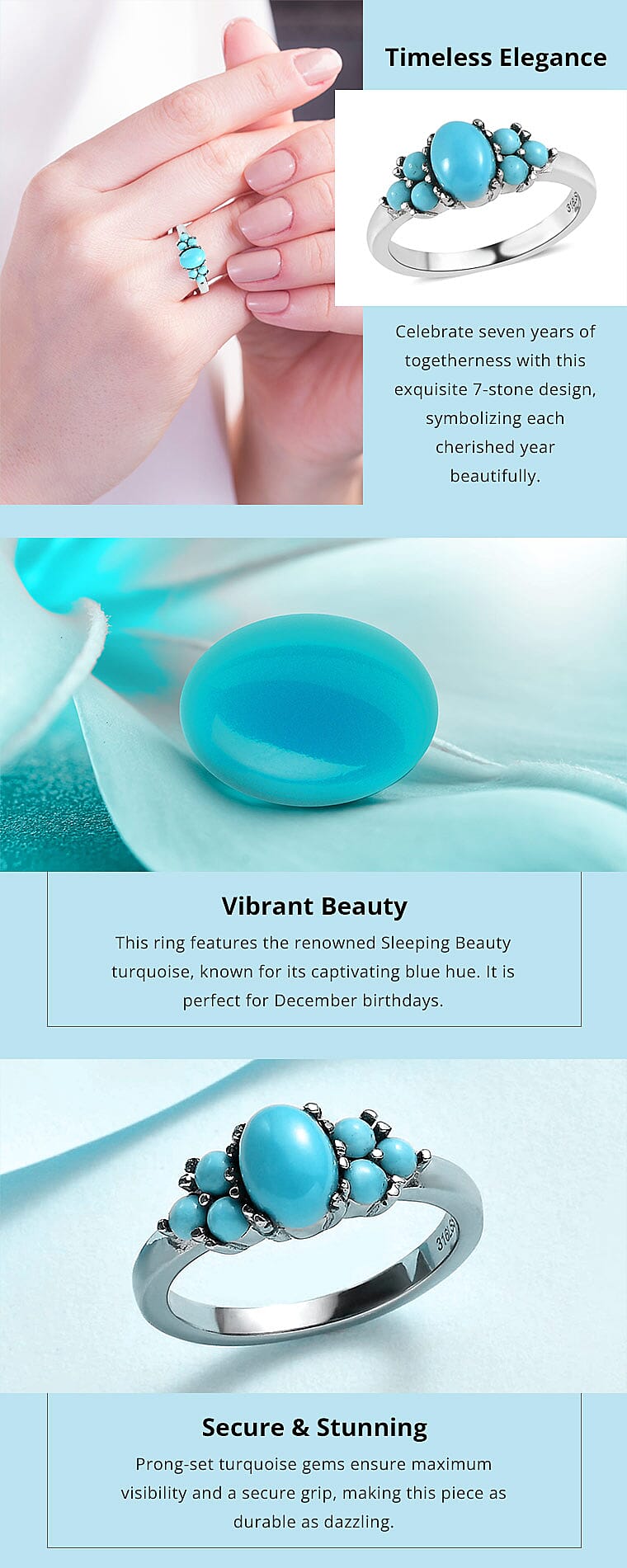 Sleeping Beauty Turquoise Ring in Stainless Steel Banner